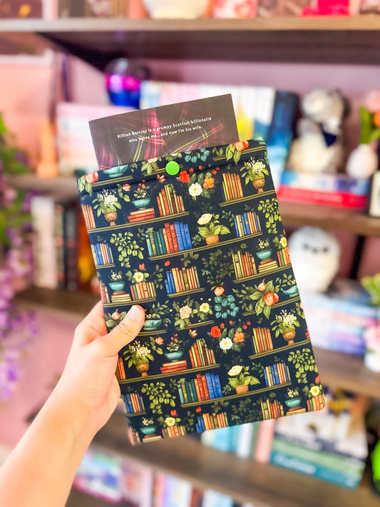 Floral Bookshelves Paperback Book Sleeve