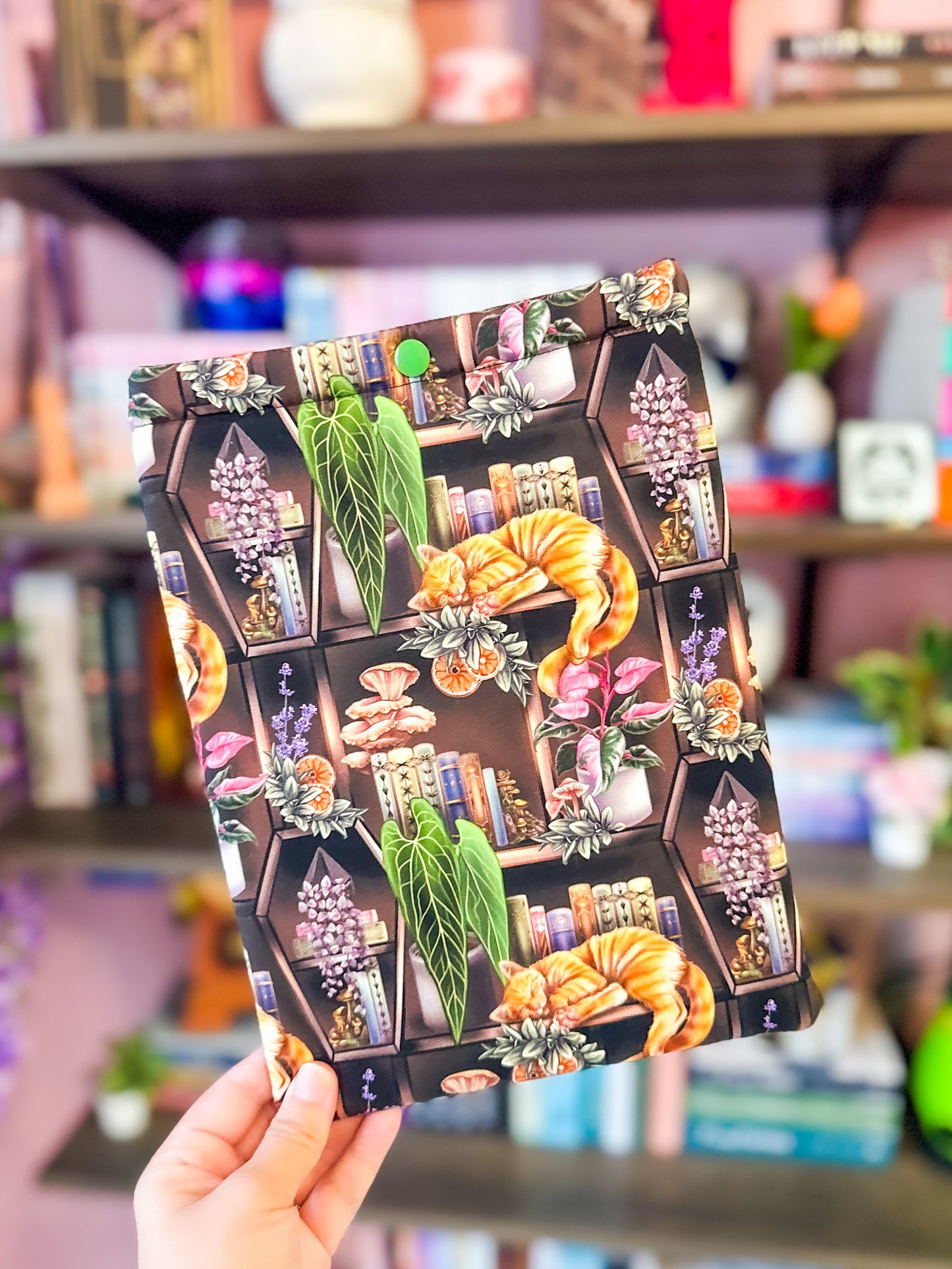 Comfy Cats Bookshelves Paperback Book Sleeve