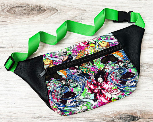 Demon Anime Girl Fanny Pack Crossbody Bag - Green